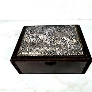 Vintage Wood and Silver Trinket Box
